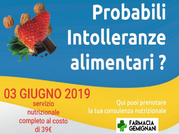 03/06/19 Test Intolleranze Alimentari Farmacia Gemignani Ponzano Magra La Spezia Sarzana