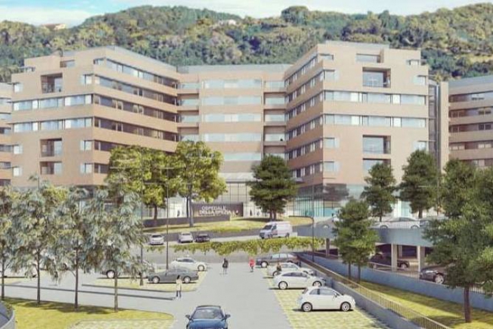 Immagine del rendering del progetto del nuovo Ospedale Felettino