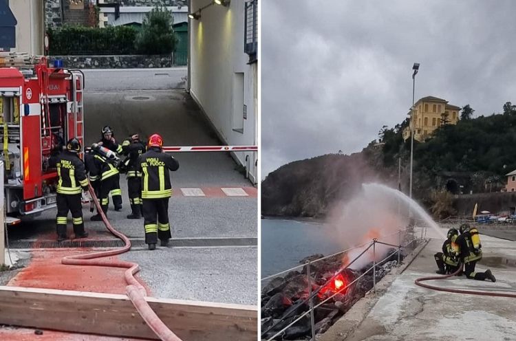 Esercitazione a Vallesanta per i Vigili del Fuoco Volontari di Levanto