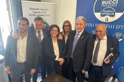 &quot;Giorgia Meloni per Bucci presidente&quot;, Fratelli d&#039;Italia ha svelato il simbolo ed i candidati per le elezioni regionali