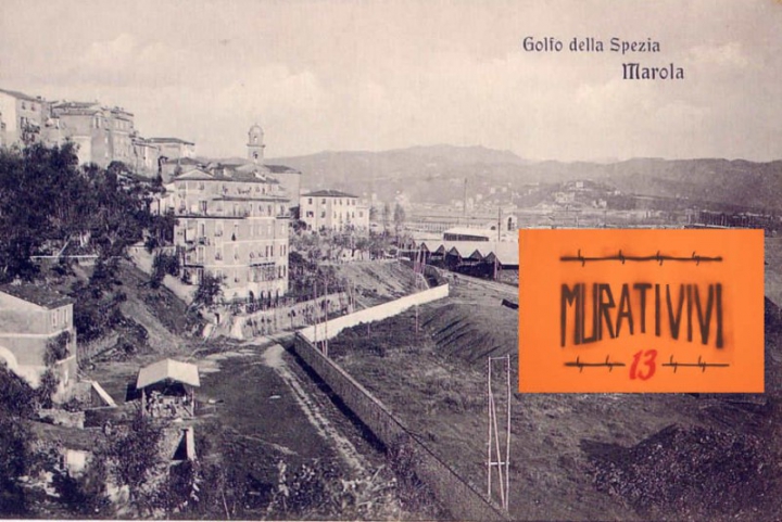 Una cartolina della vecchia Marola e il logo dei Murati Vivi