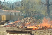 Alle fiamme i resti di un bungalow: intervengono i Carabinieri Forestali