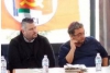 Da sinistra: Matteo Bellegoni, segretario regionale Liguria, e Luca Cangemi, responsabile nazionale scuola del Partito Comunista Italiano