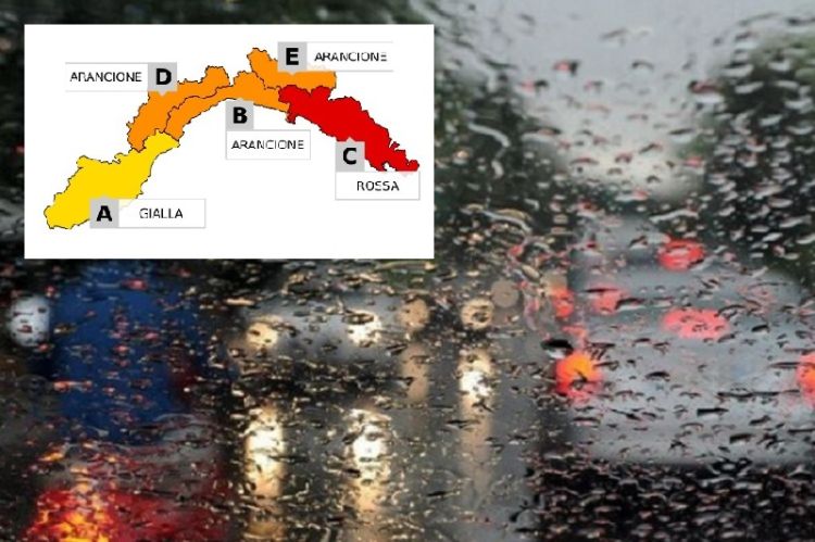 ATTENZIONE: dalle 12 di martedì 8 ottobre ALLERTA ROSSA sul levante ligure