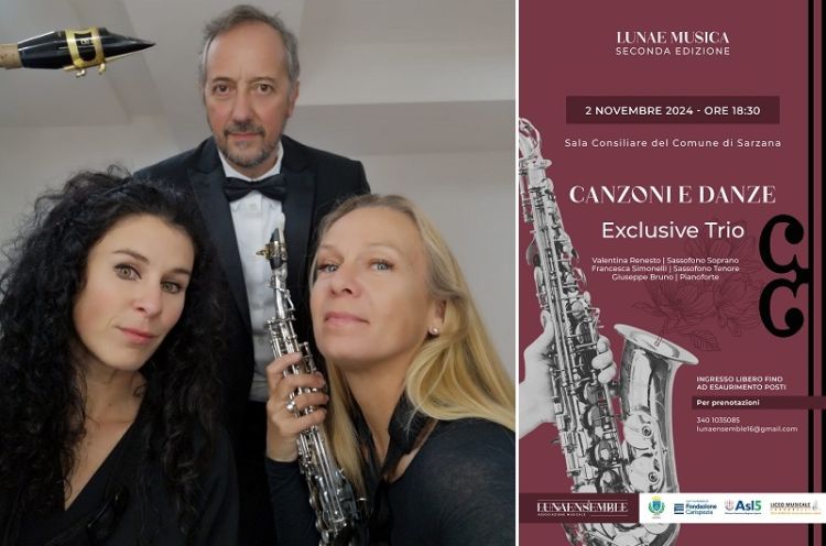 Il Festival “Lunae Musica&quot; prosegue con il concerto “Canzoni e Danze” dell’Exclusive Trio