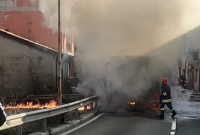 Autobus in fiamme ad Aulla