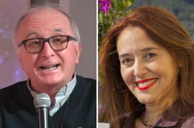 Monsignor Derio Olivero ed Emanuela Mancino a Monterosso