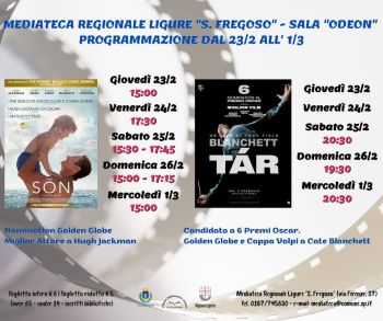 Mediateca Ligure Sala Odeon dal 23 Febbraio al 1 Marzo