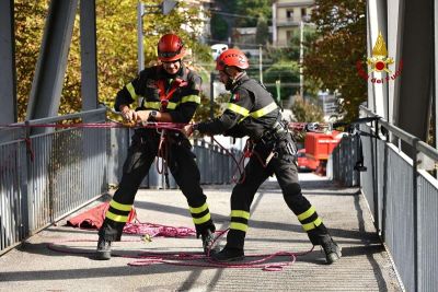 Vigili del Fuoco della Spezia a Rossiglione per un addestramento in scenario alluvionale