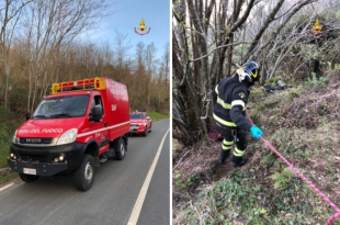 Perde il controllo della moto e finisce nella scarpata, salvato da 118 e Vigili del Fuoco