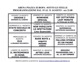 Da Oggi torna il Cinema in Piazza Europa