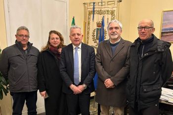 Da sinistra: Marco Lucchi, Valeria Federici, il sindaco Peracchini, l&#039;avv. Roberto Benvenuto e il prof. Pier Giorgio Baudinelli
