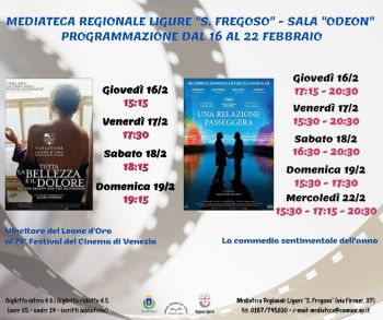 Mediateca Ligure  Sala Odeon dal 16 al 22 Febbraio